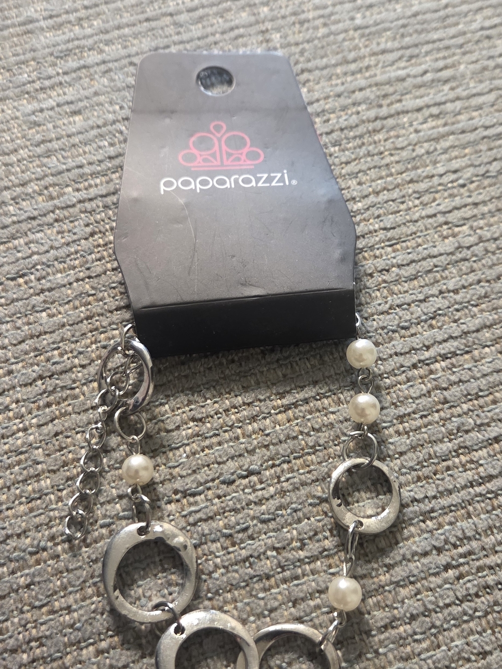 paparazzi Silver Link and Pearl Accent Bracelet - White